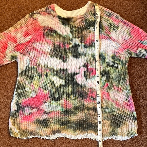 Pink and green tye-dyed cotton sweater - Picture 5 of 6